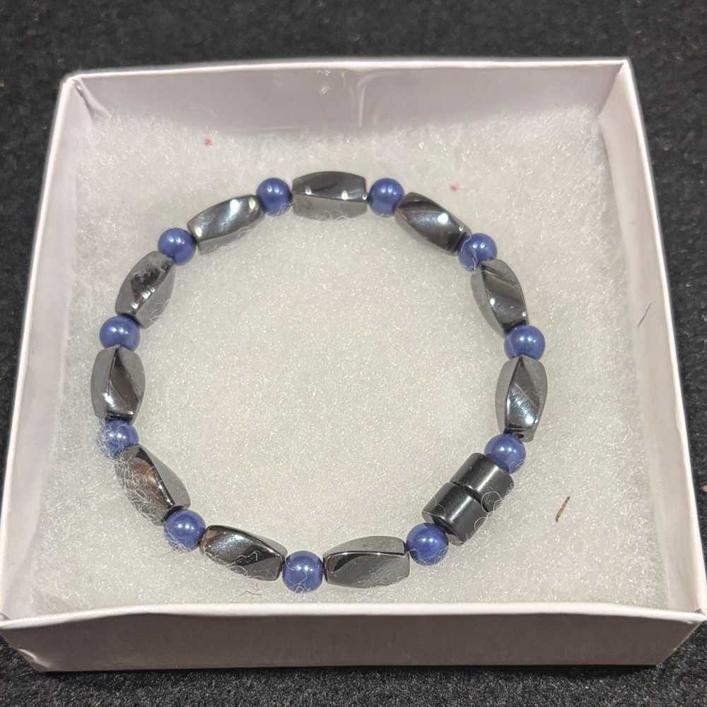 Womens Elegant Handmade Blue and Silver High Powered Magnetic Bracelet #2